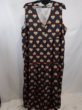 IZURIA Rainbow Hearts Maxi Dress Bohemian Summer Spring Dress XXL